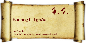 Harangi Ignác névjegykártya