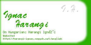 ignac harangi business card